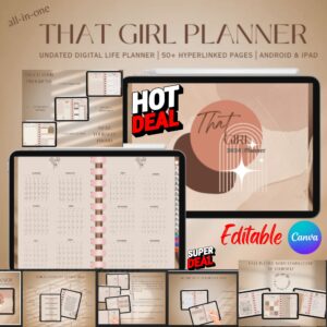 PLR|All-In-One Premium Digital life Planner 2024,2025 |Canva editable Undated Digital Planner|Edit as for creators