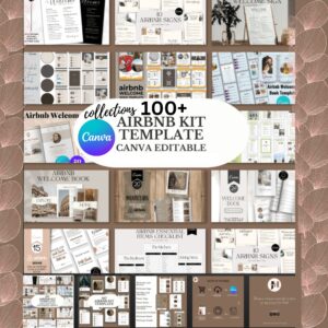 DONE FOR YOU TEMPLATES -Welcome and Review -Welcome Sign -Stocklist and Checklist -Poster Sign -House Rules -Essential Items and Checklist -Check Out/In Rules -Welcome Book -Welcome Guide and MANY MORE!! ✨How it works You’ll receive PDF File including an access link to the template Edit the templates in Canva to match your needs Please understand that due to its instant digital download nature, I don't accept refunds.