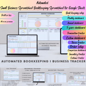 Small Business Bookkeeping Template Spreadsheet for Income and Expense, Bookkeeping Spreadsheet, Income and Expense Business, Google Sheets Template, Excel Spreadsheet, Profit and Loss, Business Accounting, Sales Tax Tracker, Accounting Ledger Template, Business Planner spreadsheet. This Ultimate Small Business Bundle spreadsheets; ➡️ Automated Bookkeeping - 8 tabs ✓ Set up tab - where you can set up your currency, the start date, income/expense categories and your monthly profit goals ✓ Transactions Tracker ✓ Monthly Dashboard ✓ Quarterly Dashboard ✓ Annual Dashboard ✓ 5 years Dashboard ✓ Custom Dashboard ✓ Comparison Dashboard ✓ Tax Tracker ✓ Order tracker ✓ Customer Tracker HOW IT WORKS: 1. Purchase (Instant Download) 2. Download the ZIP file (Access the Template) 3. Open the Spreadsheet (Start Planning!) SOME THINGS TO NOTE: • This is a digital download. No physical items will be sent after purchase. • Due to the digital nature of the product, all sales are final and no refunds will be issued. If you have any questions, please do not hesitate to get in contact with me before purchasing the product.