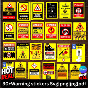 Warning stickers Svgpngjpgpdf